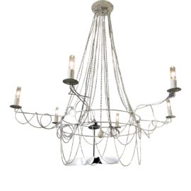 Jim Misner Lighting Opera Six Light Chandelier - White. Original Price: $1,650