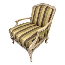 Custom Stripe Bergere Arm Chair