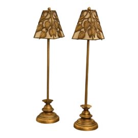 Late 20th Century Gold Leaf Tall Lamps - a Pair