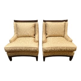 Taylor King Custom Jacquard Armchairs, a Pair