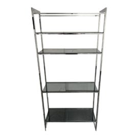 Early 21st Century Chrome Finish + Smoke Glass Etagere