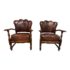 19th Century French Leather + Carved Swan Head Arm Chairs, a Pair. Original Price: $8,500