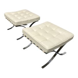 Knoll Ludwig Mies Van Der Rohe Barcelona Leather Ottomans, a Pair. Original Price: $8,000