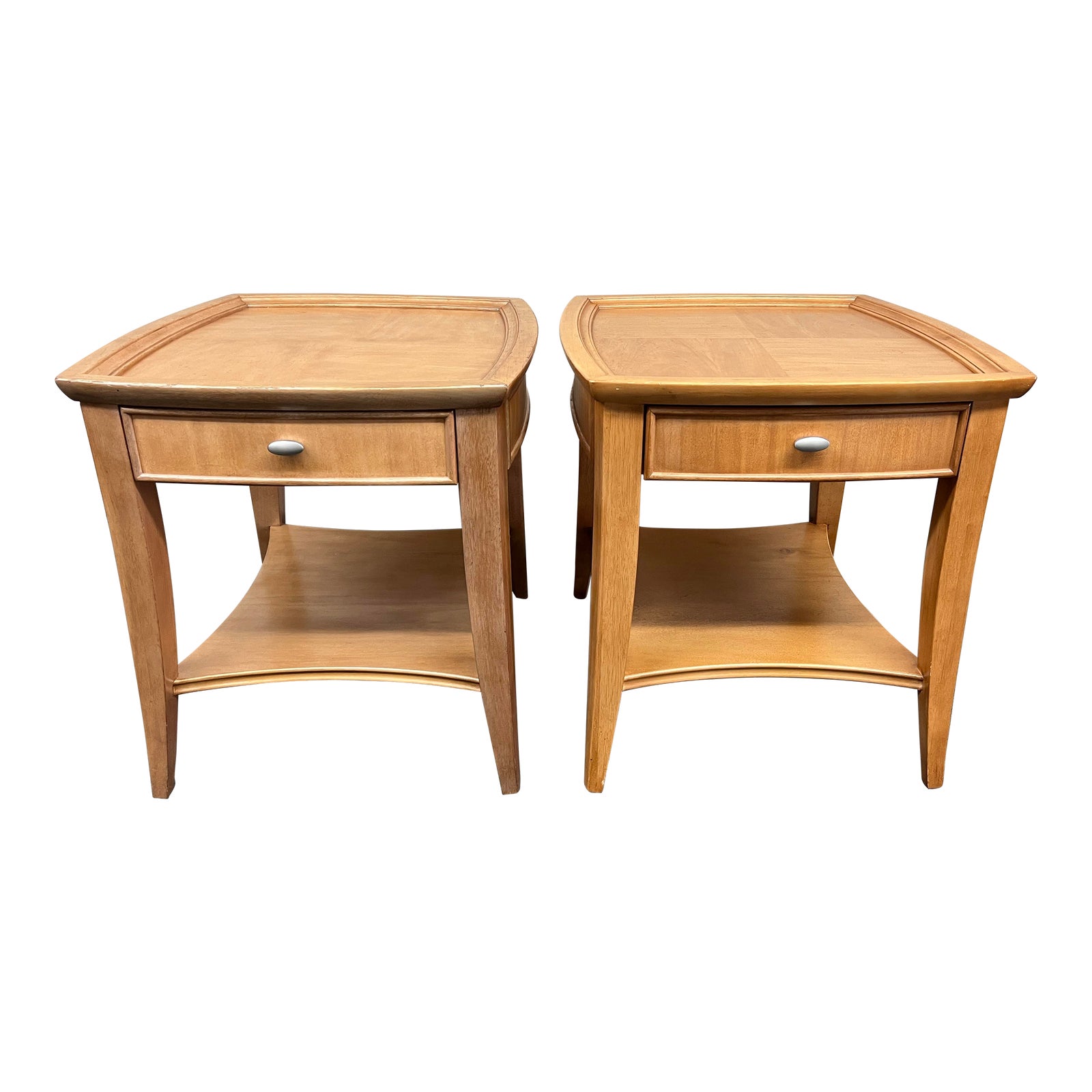 Mid 20th Century Thomasville Blonde Side Tables, a Pair  display picture 1