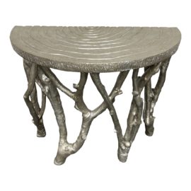 1970's Gumps Faux Bois Tree Branch Demi-Lune Console