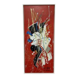 Elver Chincay Lopez Abstract Red Framed + Signed Original Peruvian Artwork