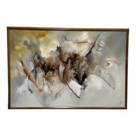 1990's Peruvian Abstract Brown Signed + Framed Original Artwork