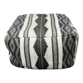 CB2 Square Gray + White Pouf