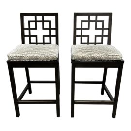 West Elm Wood + j.a. Cushions Counter Stools, a Pair