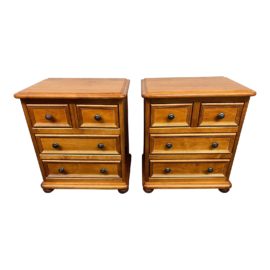 Flamingo Furniture Wood Four-Drawer Nightstands, a Pair