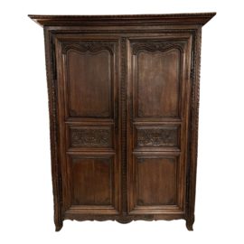 Early 20th Century Two Door Wood Carved Armoire