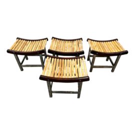 Polo Ralph Lauren Bamboo Slope + Chrome Base Stools, Set of Four