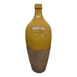 Vintage French Bordeaux Chateau Margaux Mustard Ceramic Tall Vase