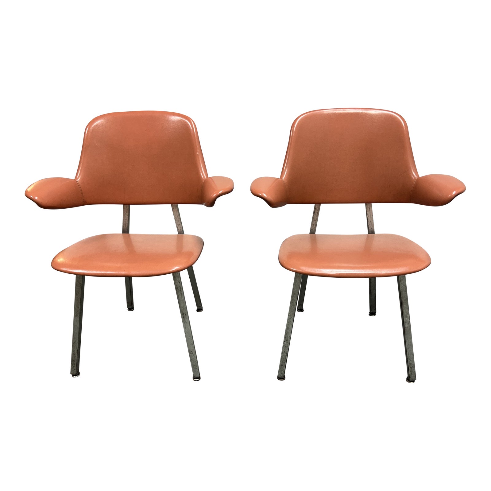 Shaw Walker Mid-Century Modern Aluminum Arm Chairs, a Pair 
