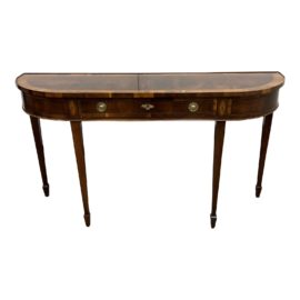 1990's Inlaid Wood Console + Drawers. Original Price: $1,050