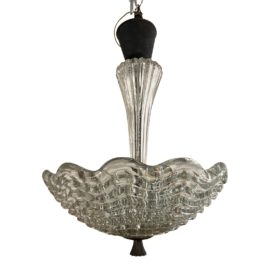 Carl Fagerlund Vintage Swedish Ripple Glass Pendant