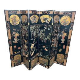 Antique Chinese Six Panel Screen