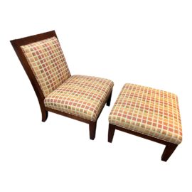 Macy's Modern Concepts Cherry Upholstered Slipper Chair + Ottoman. Original Price: $1,210