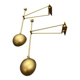 NEW Jonathan Browning Avion Swing-Arm Sconces, a Pair. Original Price: $11,500