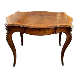 Antique French Louis XV Bookmatched Burl Writing Desk