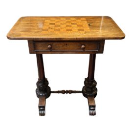 Antique Inlaid Walnut Chess Table