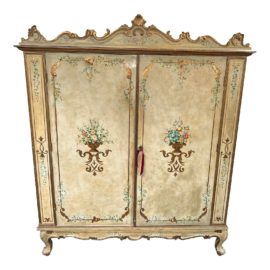 Vintage Venetian Style Handpainted Wardrobe Armoire