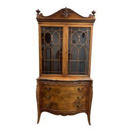 Vintage Drexel French Provincial Wood + Glass Hutch