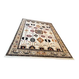 CB2 Eros Handknotted Ivory + Brown Area Rug - 10′ × 14′2″. Original Price: $3,000
