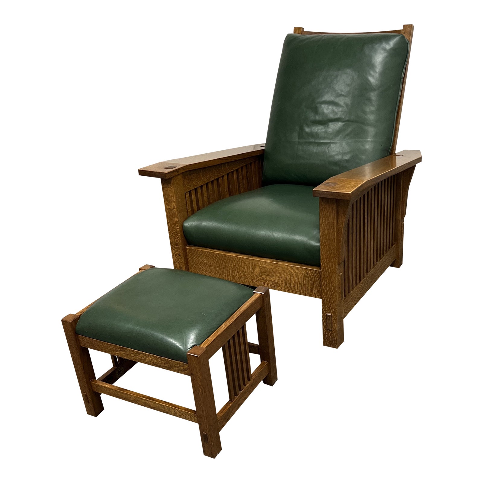 Stickley Furniture Spindle Morris Reclining Oak + Leather +