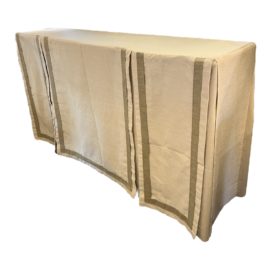 Contemporary 128 Bottle Iron Wine Rack Console + Custom Drape. Original Price: $4,000