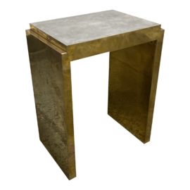 Coup d'Etat Shagreen & Brass Deco Side Table by Scala Luxury. Original Price: $1,500