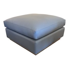 California Sofa Faux Gray Leather Large Ottoman