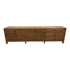 Restoration Hardware Printmaker's Antiqued Pine Media Console. Original Price: $3,300
