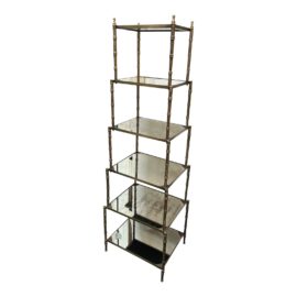 Vintage Style Brass + Glass Chinoiserie Etagere