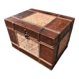 Woven Leather + Raffia Box