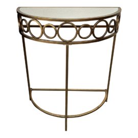 Vintage Demilune Glass + Brass Table