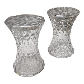 Kartell Marcel Wanders Transparent Stone Stools/ Side Tables, a Pair. Original Price: $710