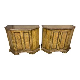 Minton-Spidell Two-Door Italian Style Handpainted Credenzas, a Pair