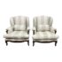 Hamilton Inc French Custom Stripe Wingback Chairs, a Pair