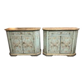 Circa 1780 18th Century Italian Hand Painted Credenzas, a Pair. Original Price: $28,500
