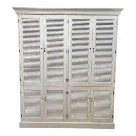 Restoration Hardware Two Piece Distressed White Double Shutters Armoire. Original Price: $4,495