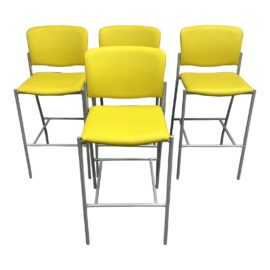 Kimball Furniture National Tag Square Armless Bar Stools, Set of Four. Original Price: $3,320