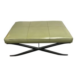 Jantar Mantar Custom Green Leather Ottoman. Original Price: $3,875