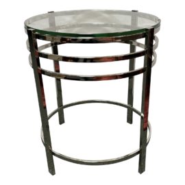 Alice Contemporary Glass + Chrome Side Table