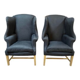 Restoration Hardware 1920's George Wingback Chairs, a Pair. Original Price: $3,100