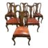 Queen Anne Style Wood + Leather Dining Chairs, Set of Six