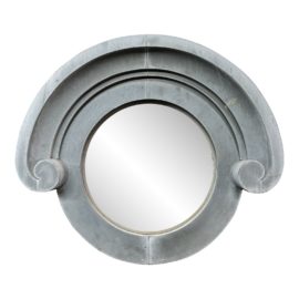 Vintage French Oeil De Boeuf Zinc Wall Mirror