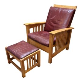 Wood Classics Mission Style Oak Chair + Ottoman