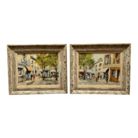 Pierre Montell Original Paris Paintings, a Pair