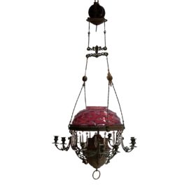 Victorian Ruby Glass Parlor Candelier